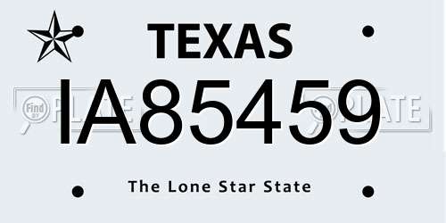 IA85459 Texas License Plate