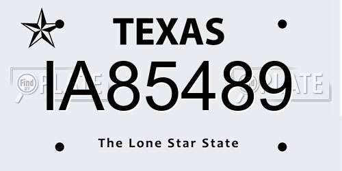 IA85489 Texas License Plate
