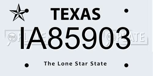 IA85903 Texas License Plate