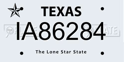 IA86284 Texas License Plate