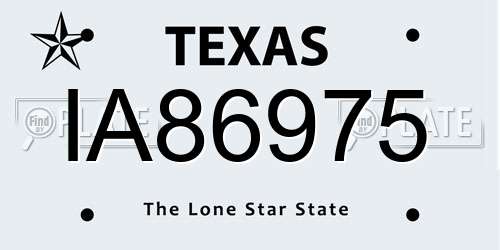 IA86975 Texas License Plate