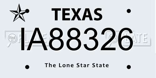 IA88326 Texas License Plate