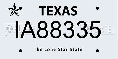 IA88335 Texas License Plate
