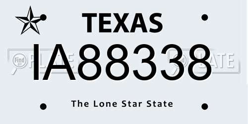 IA88338 Texas License Plate