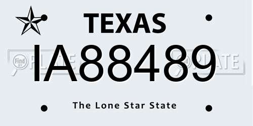 IA88489 Texas License Plate