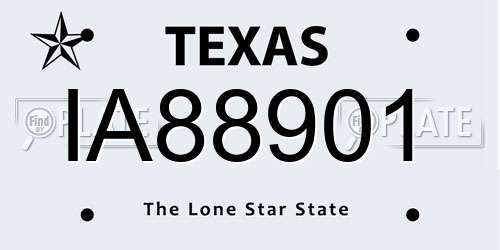 IA88901 Texas License Plate