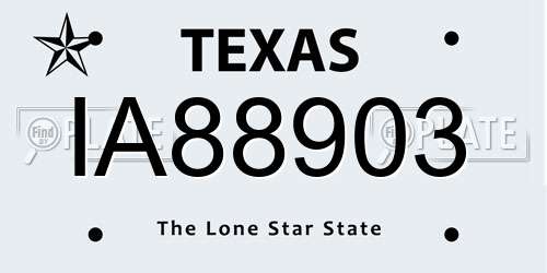 IA88903 Texas License Plate