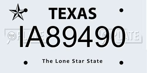 IA89490 Texas License Plate