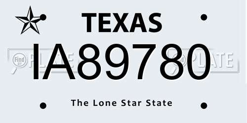 IA89780 Texas License Plate