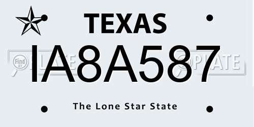 IA8A587 Texas License Plate