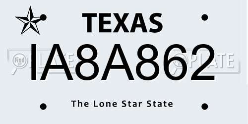 IA8A862 Texas License Plate