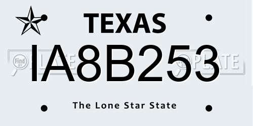 IA8B253 Texas License Plate