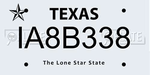 IA8B338 Texas License Plate