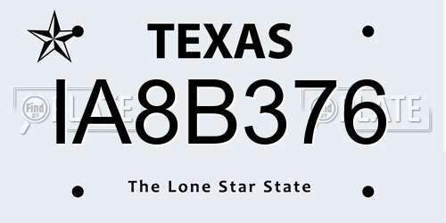 IA8B376 Texas License Plate