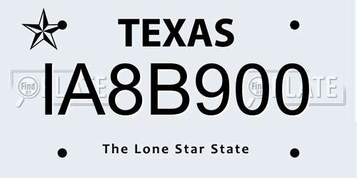 IA8B900 Texas License Plate