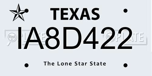 IA8D422 Texas License Plate