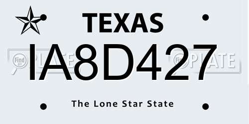 IA8D427 Texas License Plate