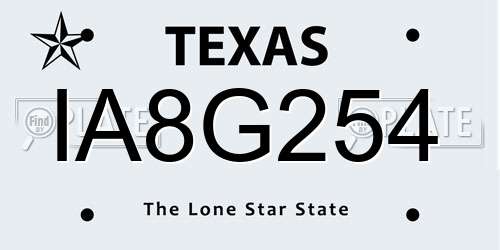 IA8G254 Texas License Plate