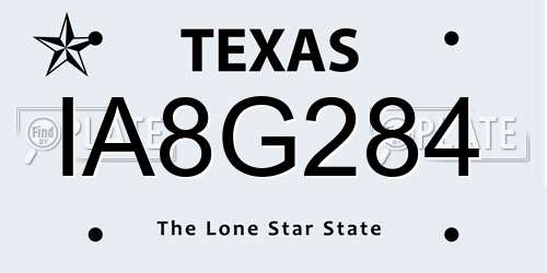 IA8G284 Texas License Plate