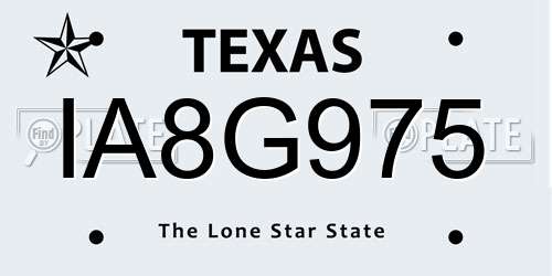 IA8G975 Texas License Plate