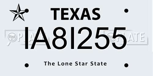 IA8I255 Texas License Plate
