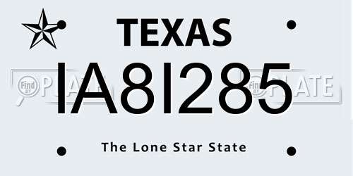 IA8I285 Texas License Plate