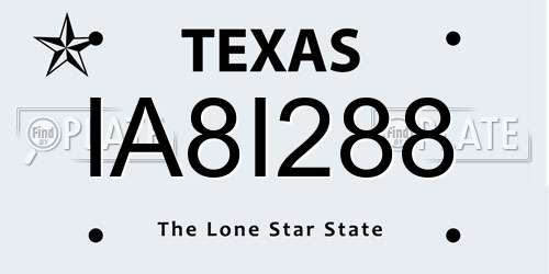 IA8I288 Texas License Plate