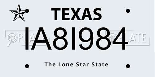 IA8I984 Texas License Plate