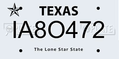 IA8O472 Texas License Plate