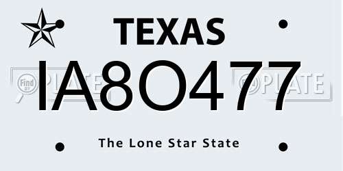 IA8O477 Texas License Plate