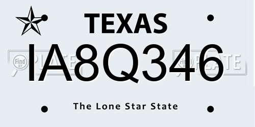 IA8Q346 Texas License Plate