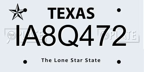 IA8Q472 Texas License Plate