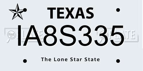 IA8S335 Texas License Plate