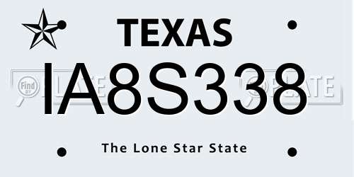 IA8S338 Texas License Plate