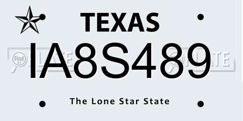 IA8S489 Texas License Plate