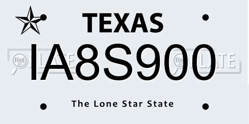 IA8S900 Texas License Plate
