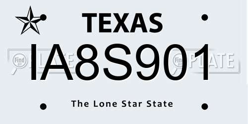 IA8S901 Texas License Plate