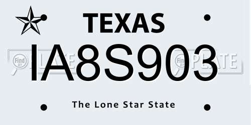 IA8S903 Texas License Plate