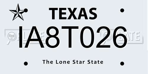 IA8T026 Texas License Plate