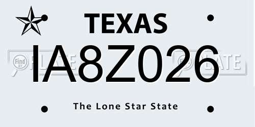 IA8Z026 Texas License Plate