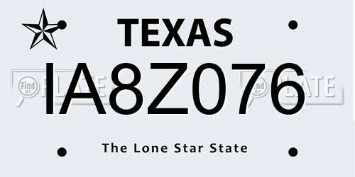IA8Z076 Texas License Plate