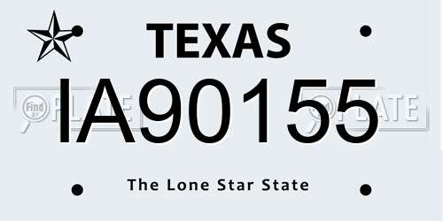 IA90155 Texas License Plate