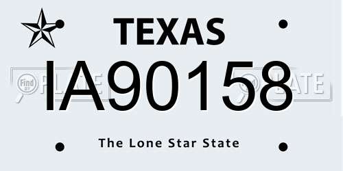 IA90158 Texas License Plate