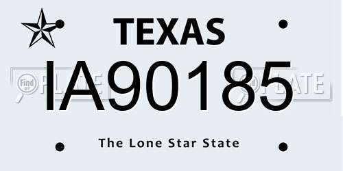 IA90185 Texas License Plate