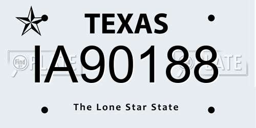 IA90188 Texas License Plate