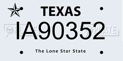 IA90352 Texas License Plate