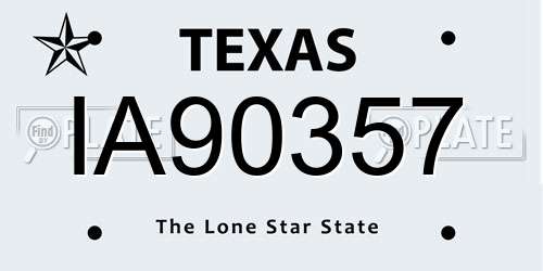 IA90357 Texas License Plate