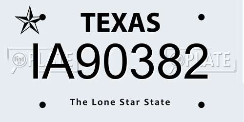 IA90382 Texas License Plate
