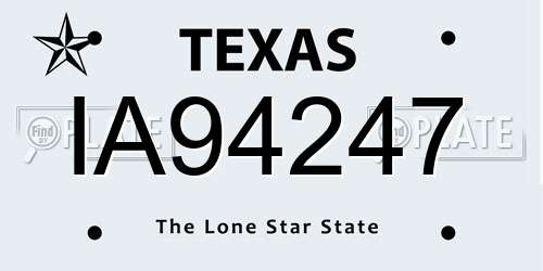 IA94247 Texas License Plate