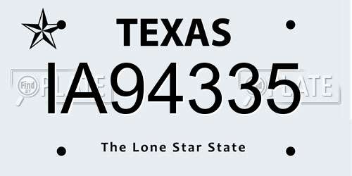 IA94335 Texas License Plate